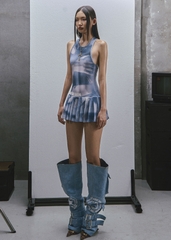 RAW Printed Tank Pleated Mini Dress