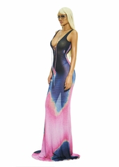 BONG Gradient Deep V Neck Maxi Dress