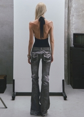 RAW Low Waist Printed Flared Jeans