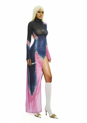 BONG Gradient High Neck Split Dress