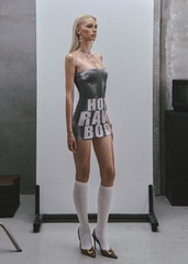 RAW Text Printed Strapless Dress