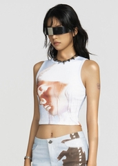 MAP Face Printed Cropped Top