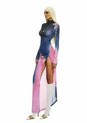 BONG Gradient High Neck Split Dress
