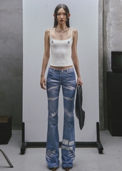 RAW Low Waist Printed Flared Jeans