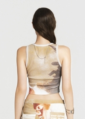 MAP Face Printed Cropped Top