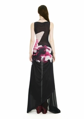 BONG Blooms Hand Drawn Front Thigh Ruched Layer Dress