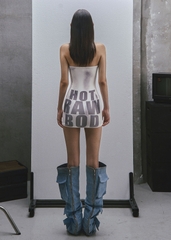 RAW Text Printed Strapless Dress