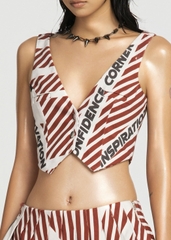 MAP Striped Cropped Gilet