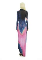 BONG Gradient High Neck Split Dress