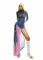 BONG Gradient High Neck Split Dress