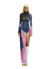 BONG Gradient High Neck Split Dress