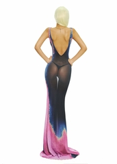 BONG Gradient Deep V Neck Maxi Dress