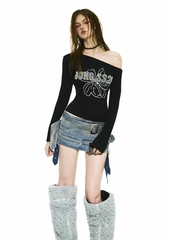 BONG One Shoulder Long Sleeves Top