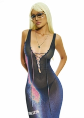 BONG Gradient Deep V Neck Maxi Dress