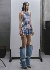 RAW Printed Tank Pleated Mini Dress