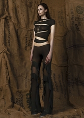 Mother Ruffle Flared Long Pants