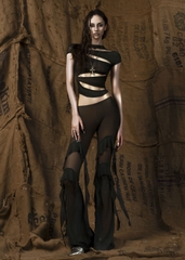 Mother Ruffle Flared Long Pants