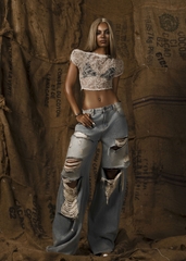 Mother See Through Floral Lace Top