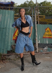BigSize Short Sleeve Denim Shirt