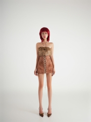Error Strapless Fur Mini Dress
