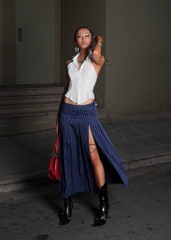 Sizzle Striped Split Thigh Skirt