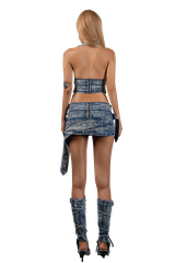 POP Buckles Denim Halter Top