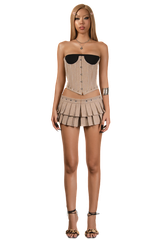 POP Striped Pleated Mini Skirt