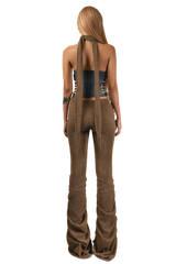 POP Ruched Flared Knitted Long Pants