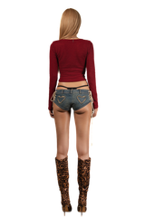 POP Long Sleeve Vneck Cropped Top