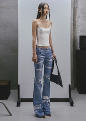 RAW Low Waist Printed Flared Jeans
