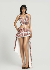 MAP Striped Asymmetric Pleated Skirt