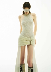 BONG Lace Wrapped Hips Split Dress