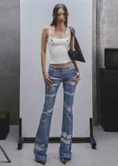 RAW Low Waist Printed Flared Jeans
