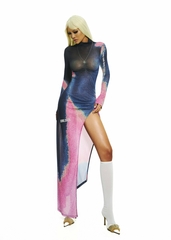 BONG Gradient High Neck Split Dress
