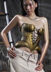 NONE Metalic Lace Up 3D Corset
