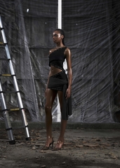 NONE One Shoulder Cut Out Wrapped Hips Dress