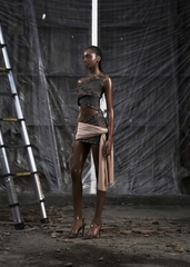 NONE One Shoulder Cut Out Wrapped Hips Dress