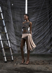 NONE One Shoulder Cut Out Wrapped Hips Dress
