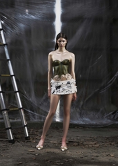 NONE Dirty Ruffle Sides Mini Skirt