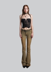 Medium Waisted Yellow Washed Flared Jeans