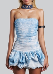 IUNU Strapless Bubble Hem Mini Dress