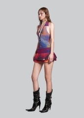 IUNU Halter V Neck Mesh Dress