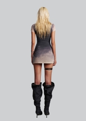 IUNU High Neck Letter Printed Dress