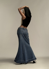 Flared Maxi Denim Skirt