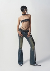 BLUM - Low Rise Dirty Wash Flared Denim