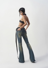 BLUM - Low Rise Dirty Wash Flared Denim