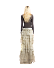 Puzzle Tiered Layer Split Maxi Skirt