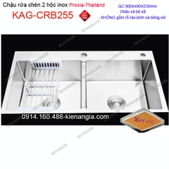 Chậu rửa chén 2 hộc bằng nhau 90x48 cm inox 304 Proxia KAG-CRB255