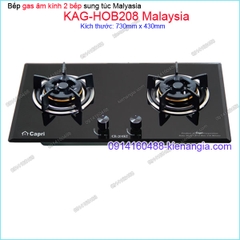 Bếp 2 gas âm kính sum vầy Capri Malaysia KAG-HOB208 Malaysia