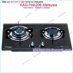 Bếp 2 gas âm kính sung túc Capri Malaysia KAG-Hob206 Malaysia